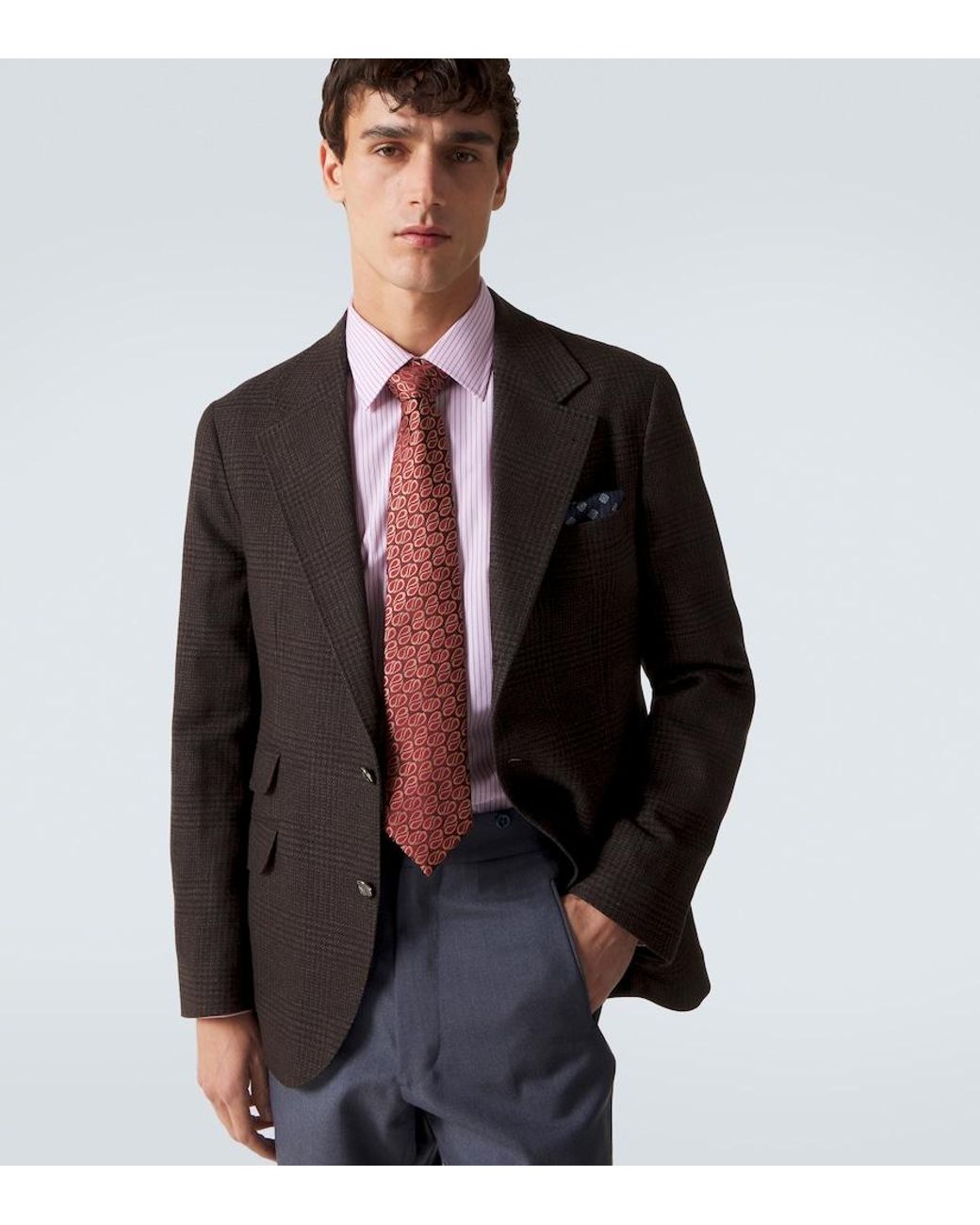 Charvet Red Silk Jacquard Tie for men