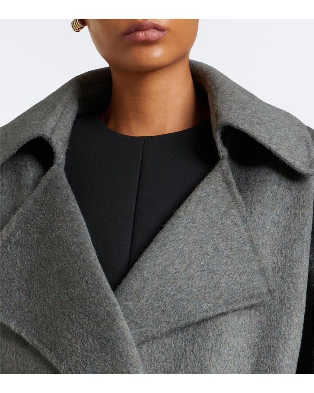 Frankie Shop Gray Issen Wool-Blend Wrap Coat