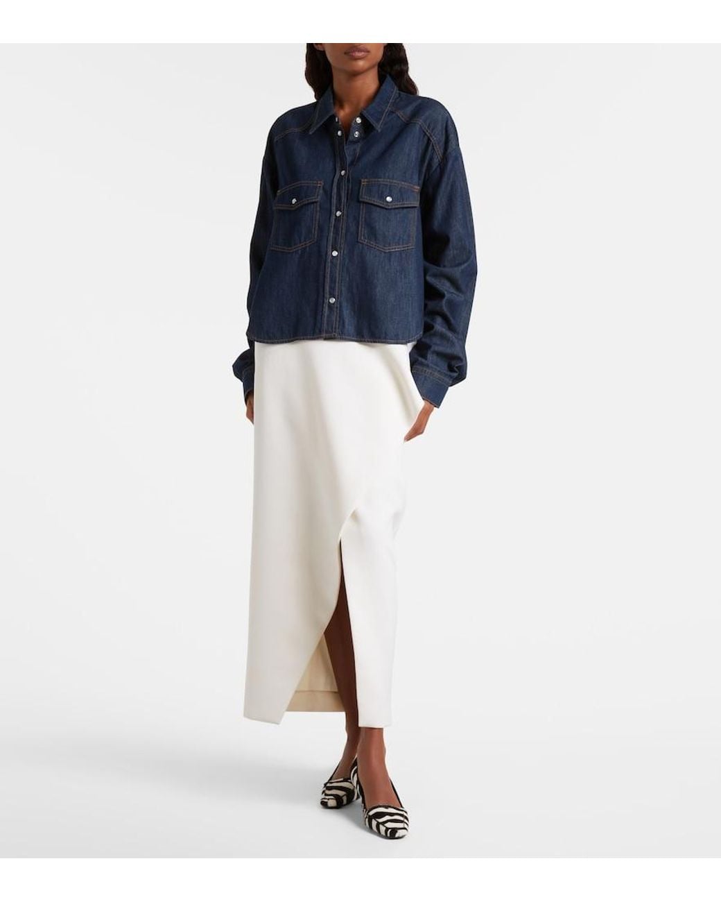 Khaite Blue Grenon Asymmetric Denim Shirt