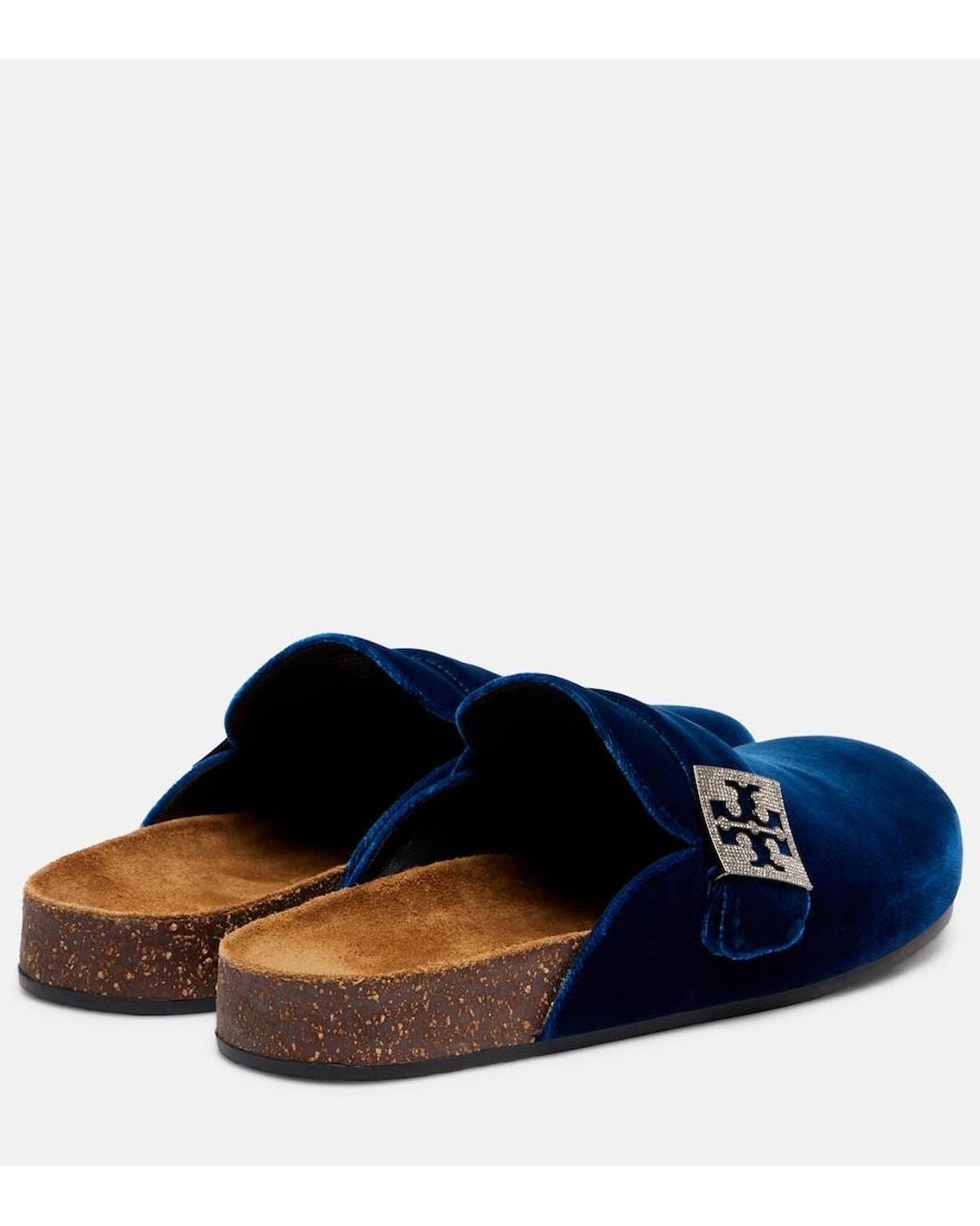 Tory Burch Blue Mellow Embellished Velvet Mules