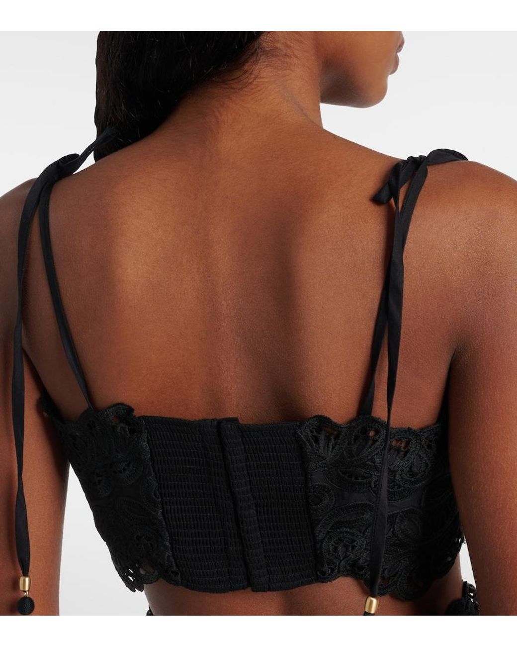 Zimmermann Black Rhiannon Embroidered Cotton Top