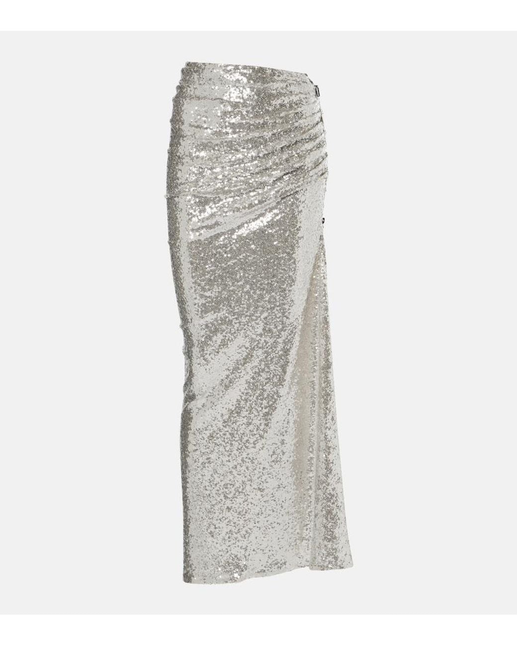Maticevski Gray Luna Draped Sequined Maxi Skirt