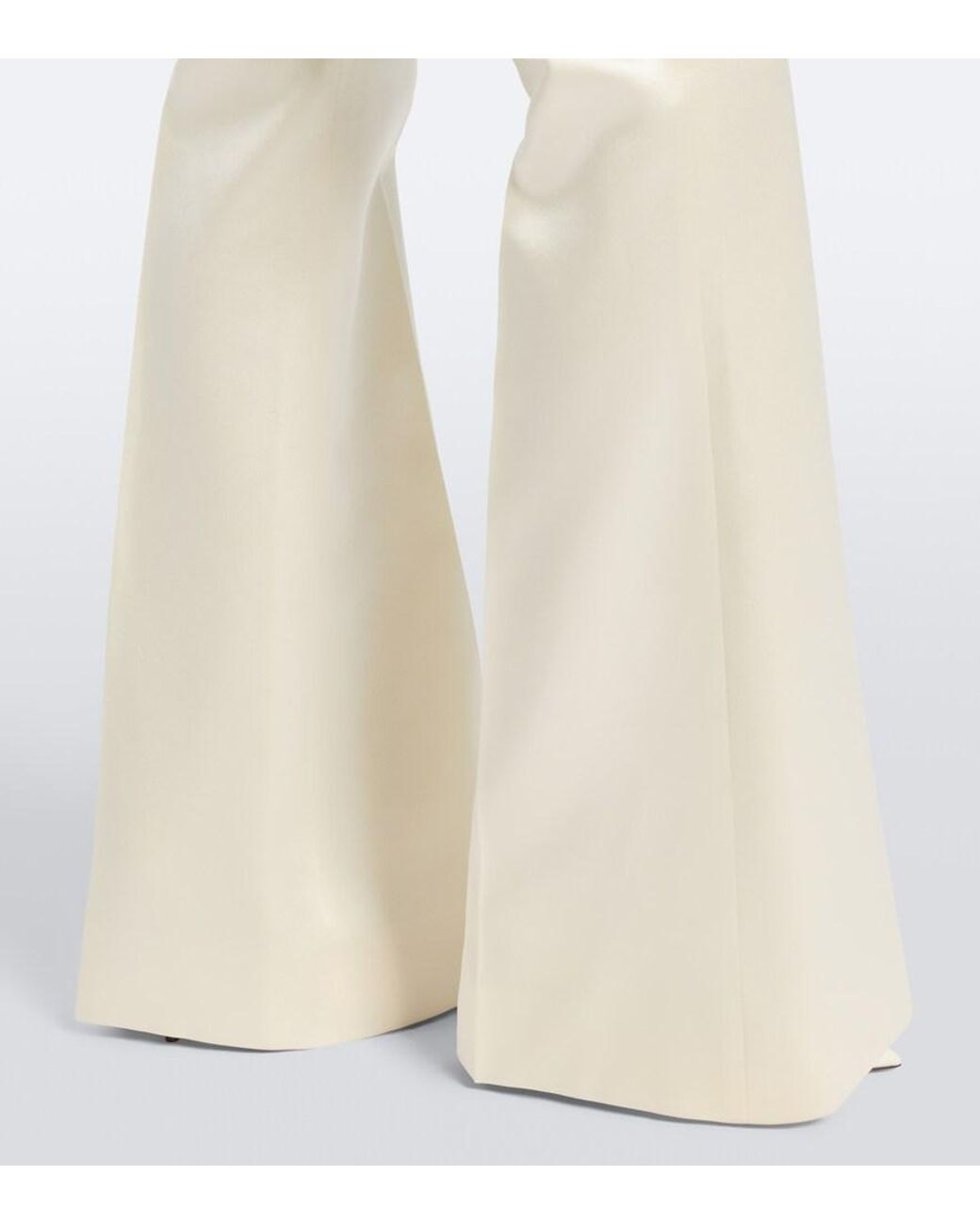 Danielle Frankel White Bridal Daulton Wool And Silk Flared Pants