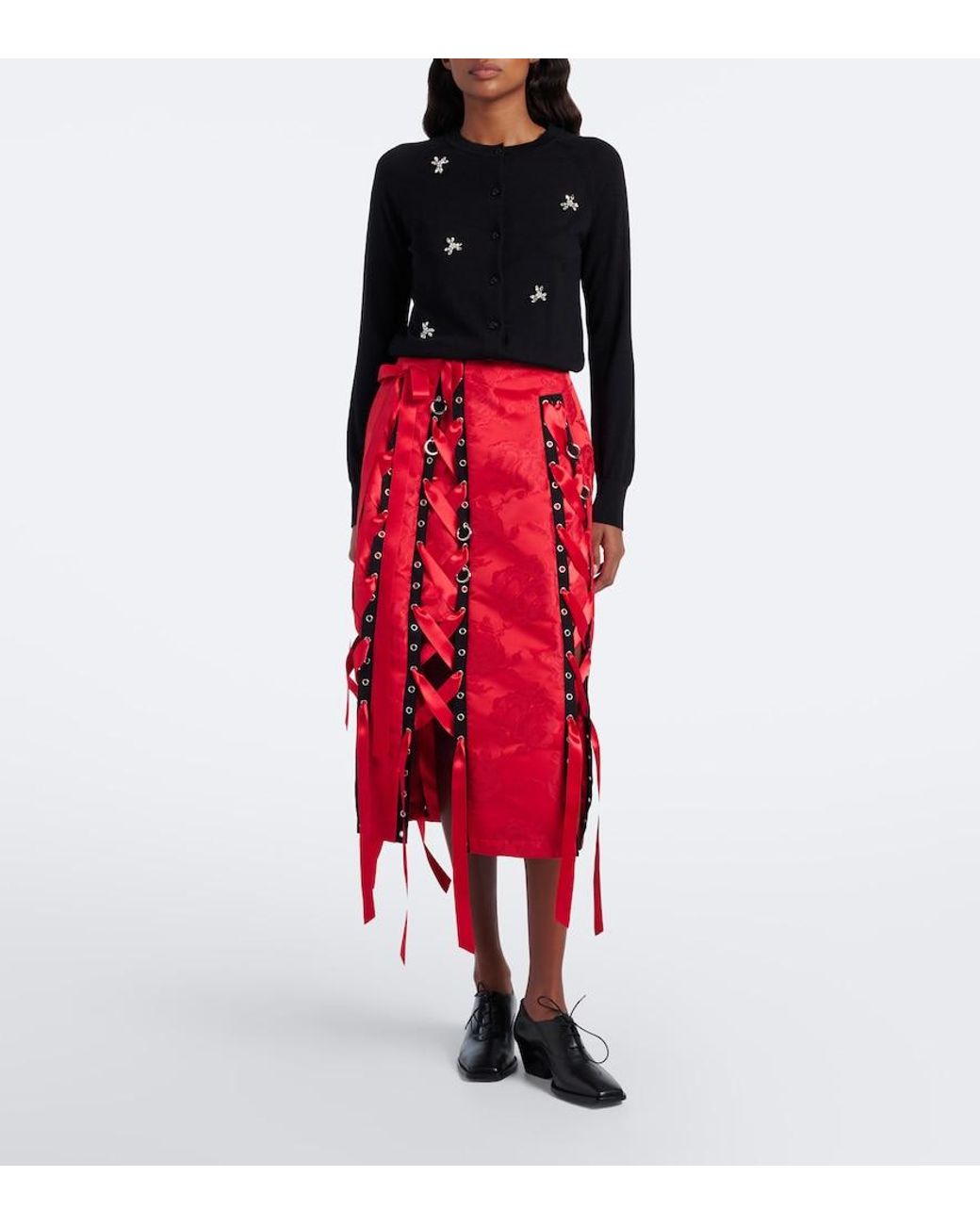 Simone Rocha Black Embellished Wool And Silk Cardigan