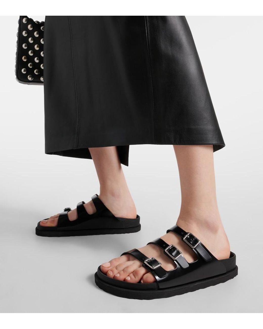 Birkenstock Black Florida Leather Sandals