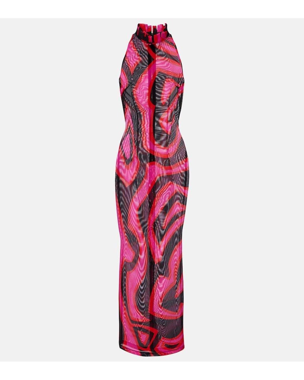 Emilio Pucci Red Labirinto Halterneck Maxi Dress