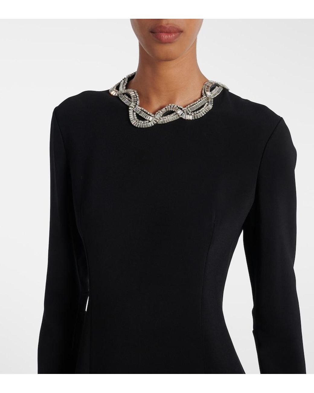 The Row Black Mitsuko Embellished Cady Midi Dress