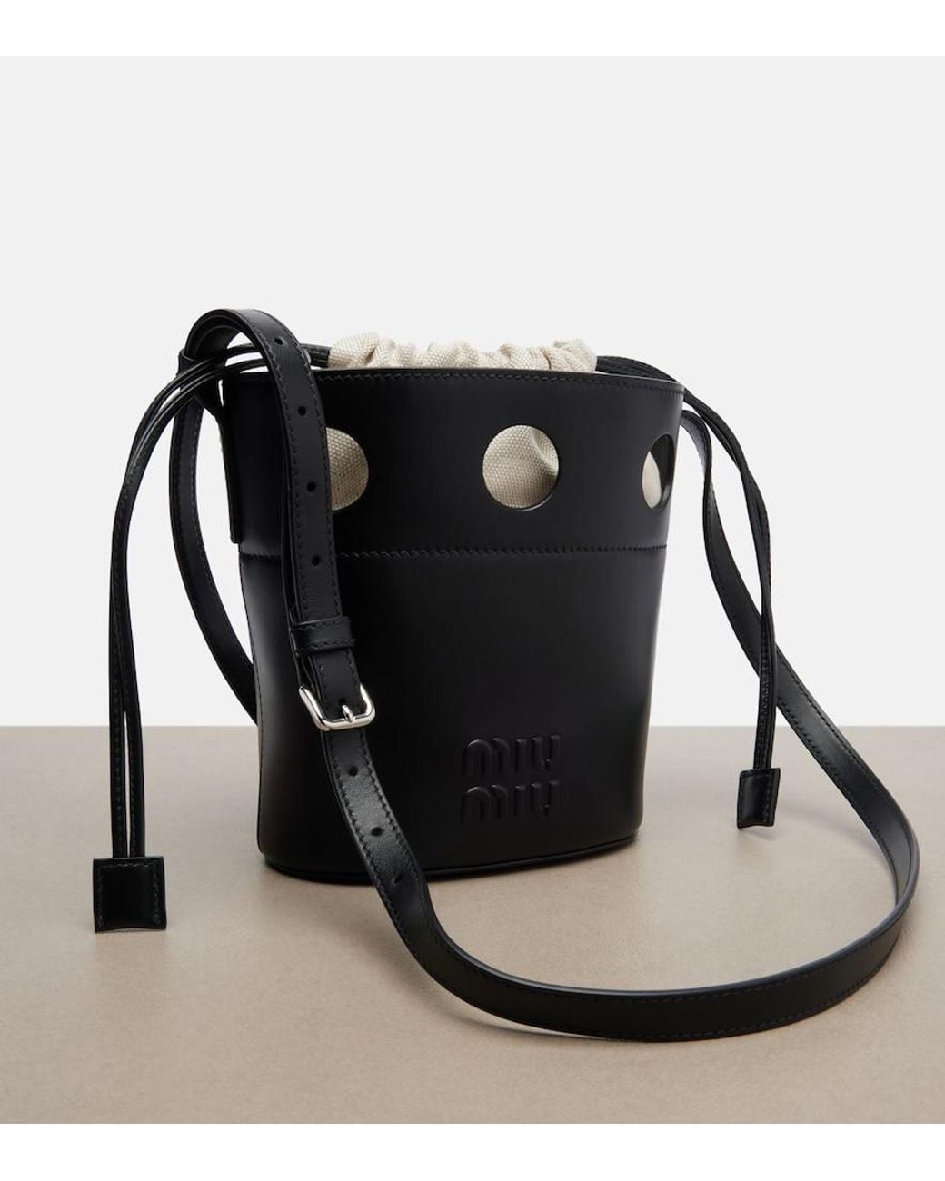 Miu Miu Black Leather Bucket Bag