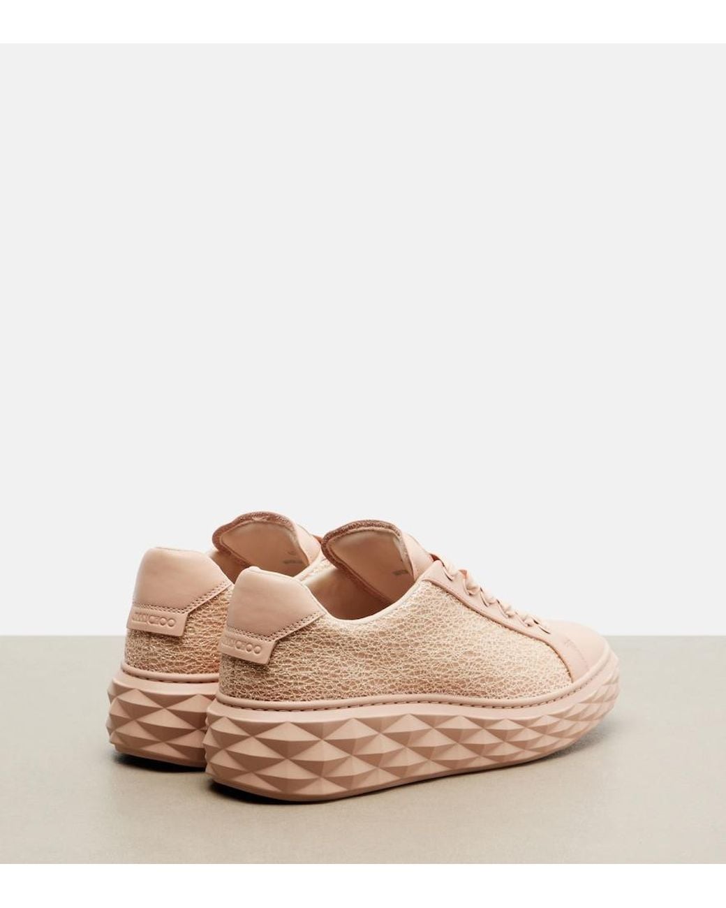 Jimmy Choo Pink Diamond Light Maxi Glitter Leather Sneakers