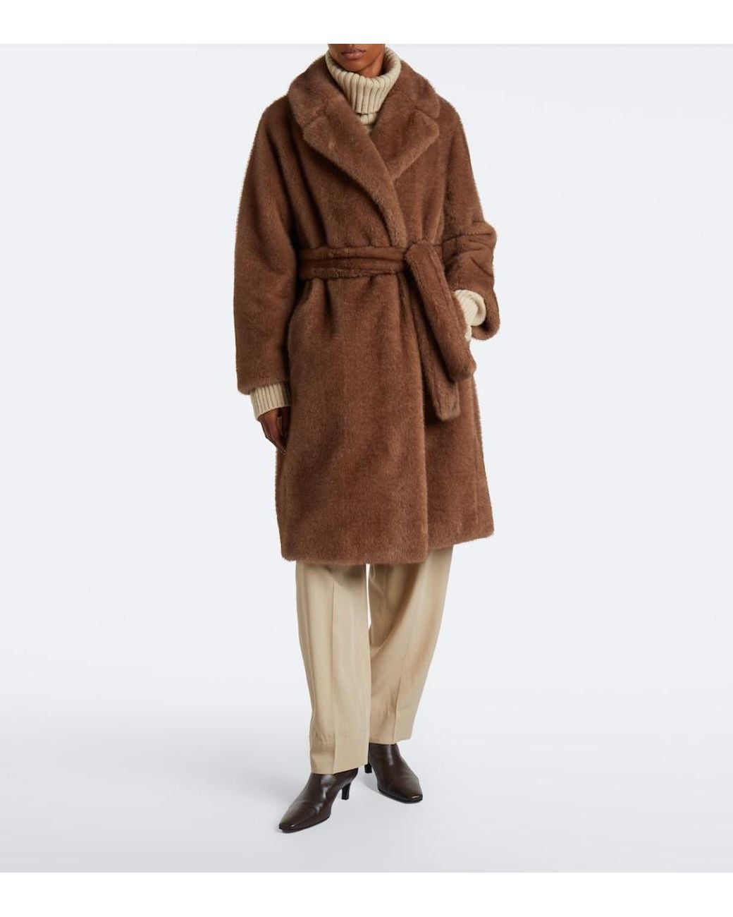 Max Mara Brown Belted Wrap Coat