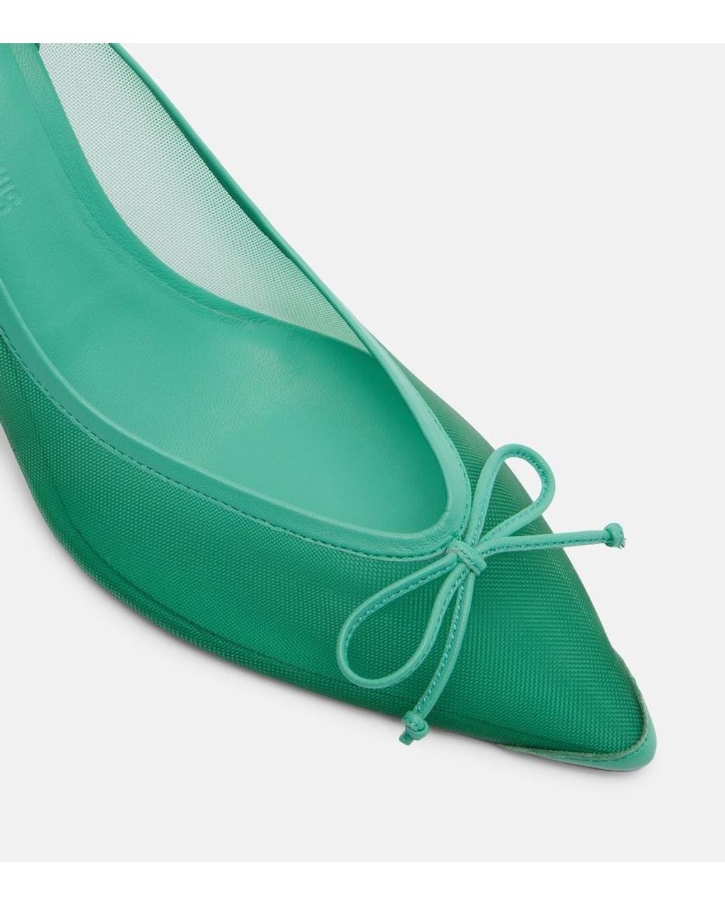 Jacquemus Green Tourni 80 Leather-Trimmed Mesh Pumps