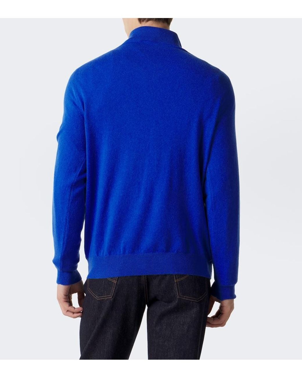 Kiton Blue Cashmere Half-Zip Sweater for men