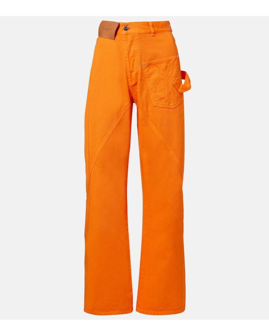 J.W. Anderson Orange Embroidered High-Rise Straight Jeans