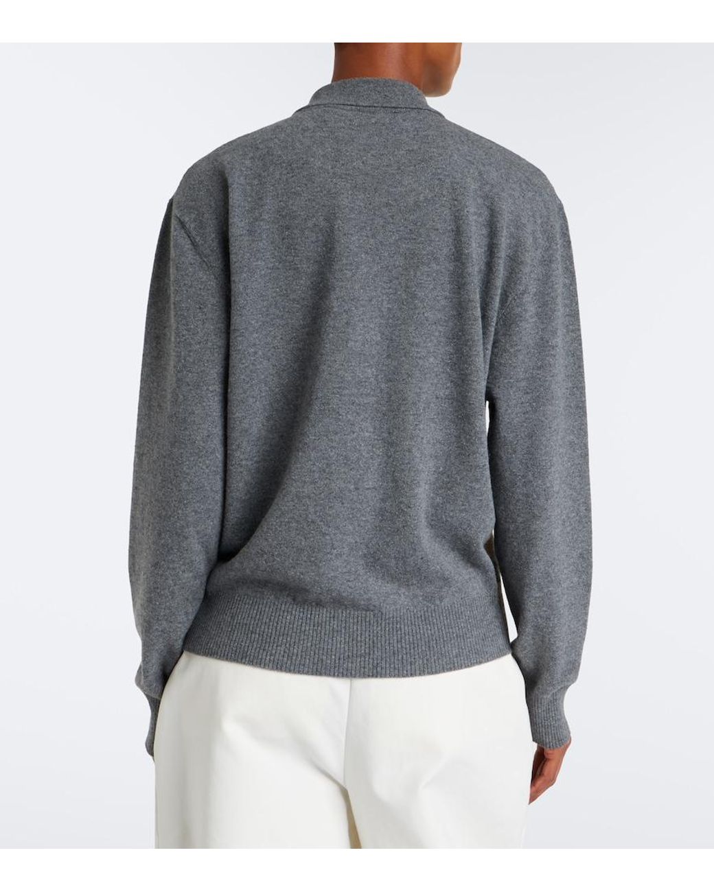 Rohe Gray Argyle Wool-Blend Polo Sweater