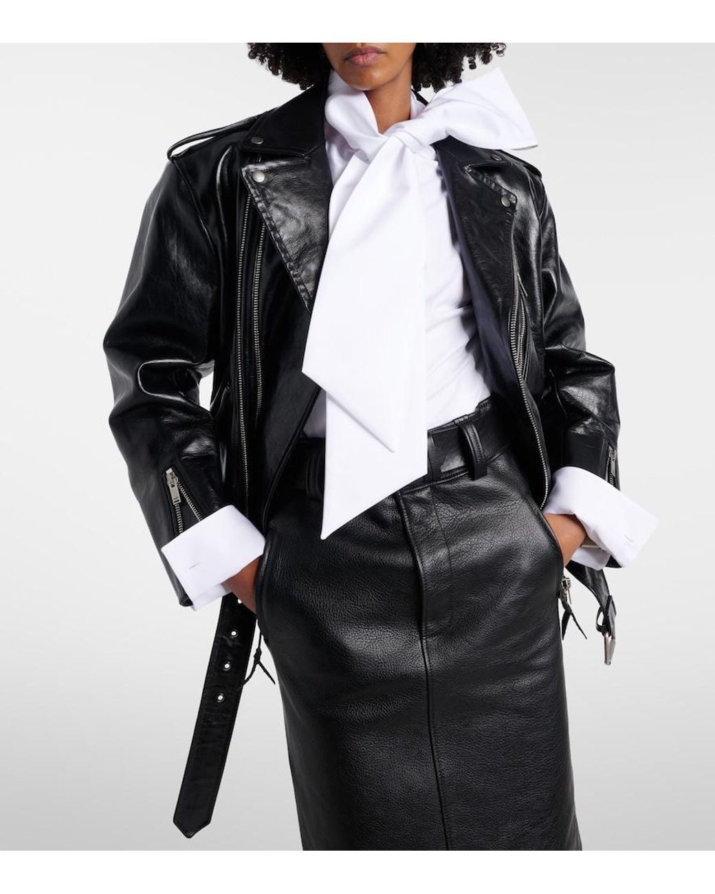 Saint Laurent Black Padded Leather Biker Jacket