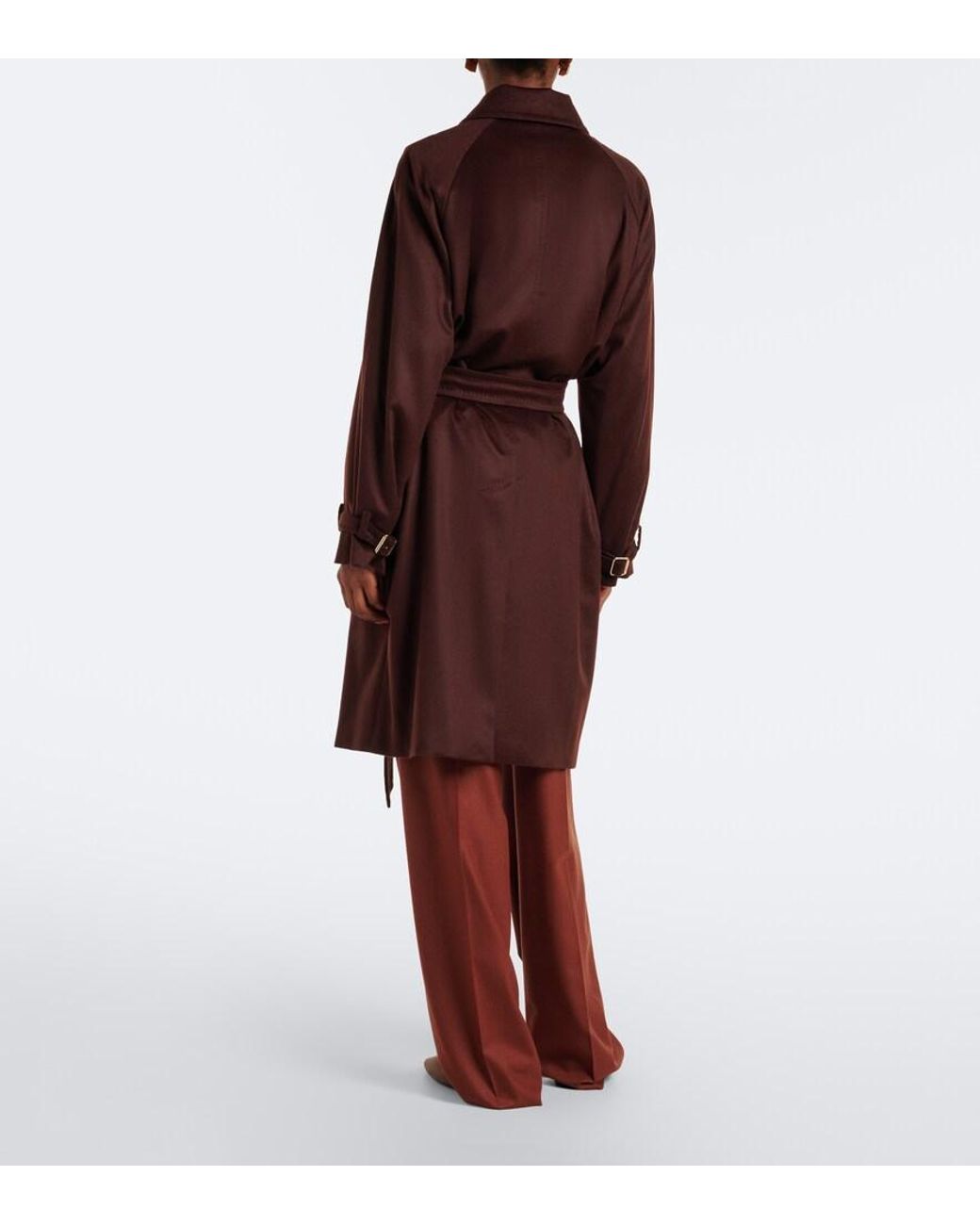 Max Mara Red Double-Breasted Cashmere Trench Coat