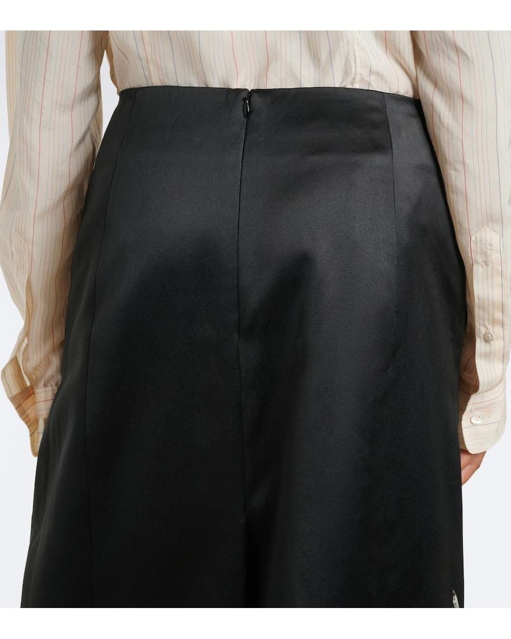 Dries Van Noten Black Floral Cotton And Silk Midi Skirt