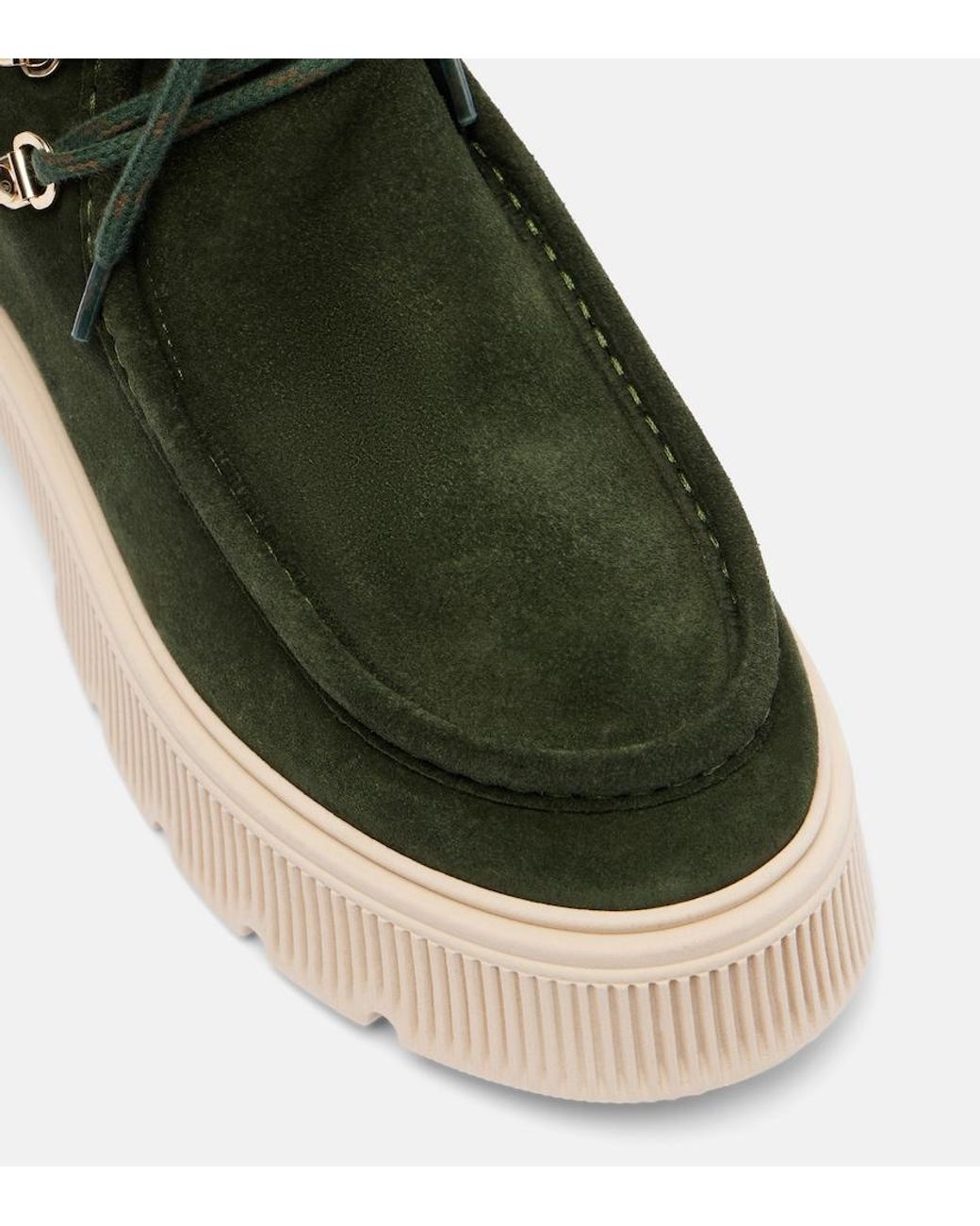 Bogner Green Turin Shearling-Trimmed Suede Lace-Up Boots