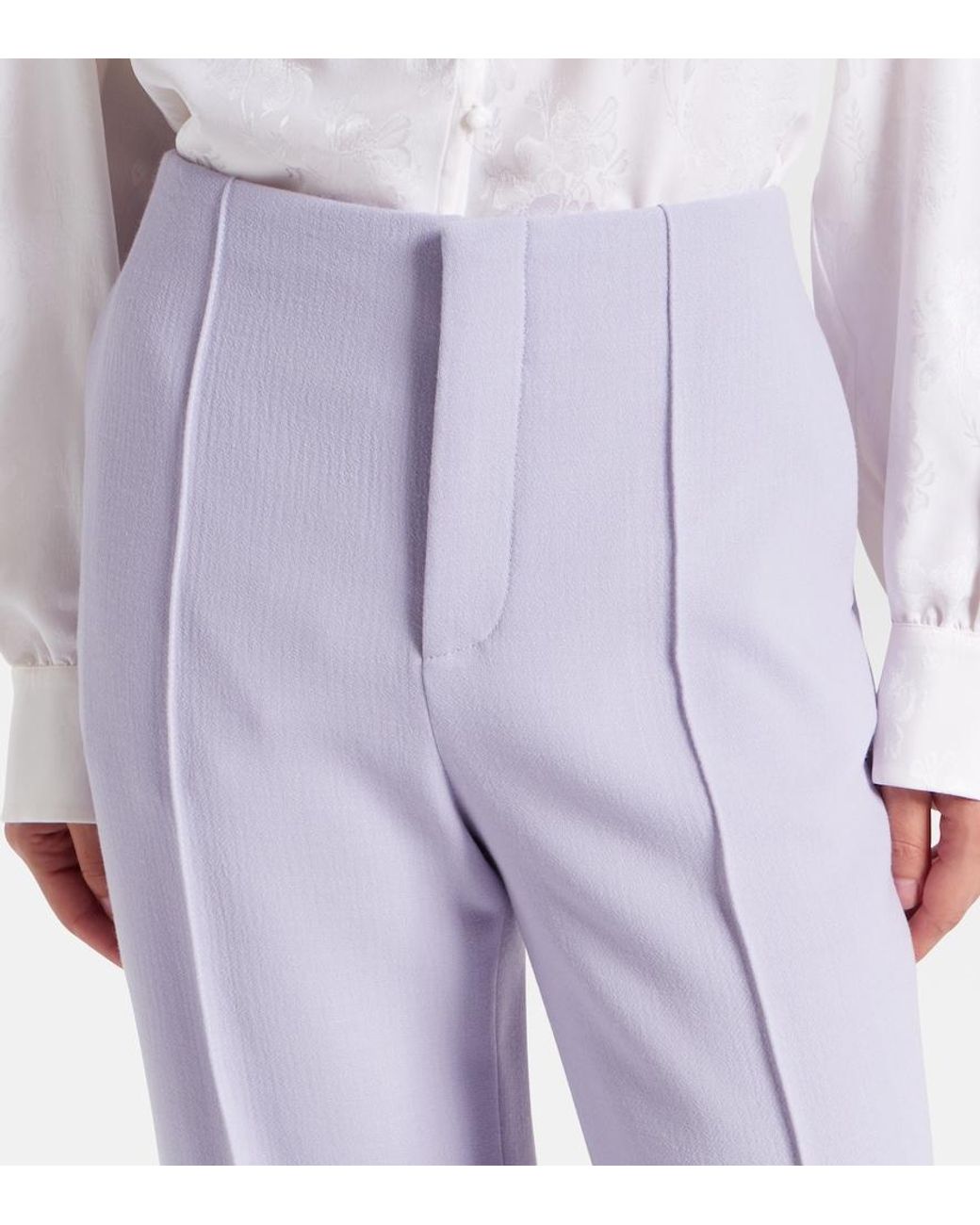 Chloé Purple High-Rise Virgin Wool Wide-Leg Pants