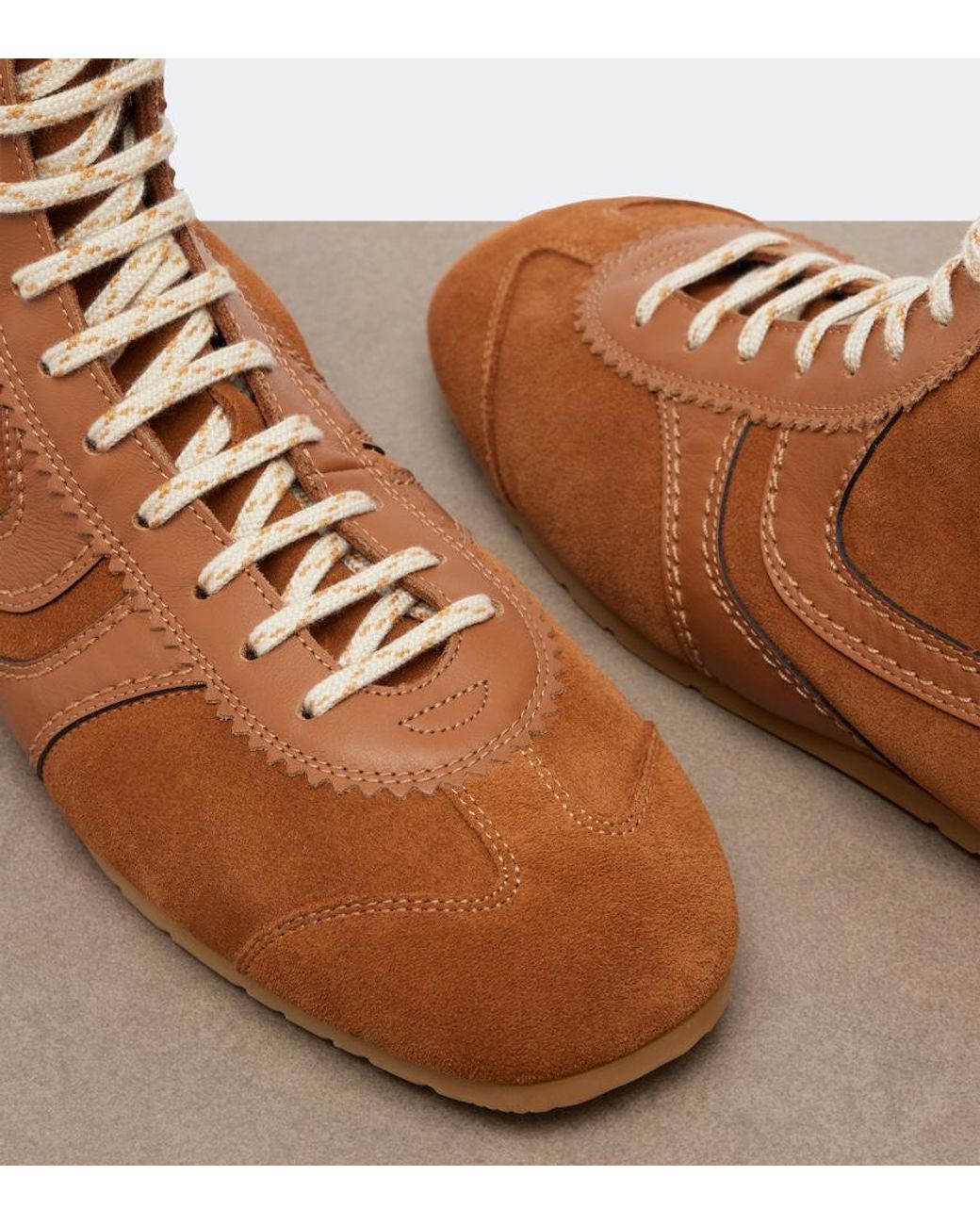 Dries Van Noten Brown Leather-Trimmed Suede High-Top Sneakers