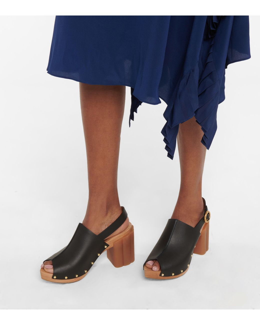 black faux leather platform sandals