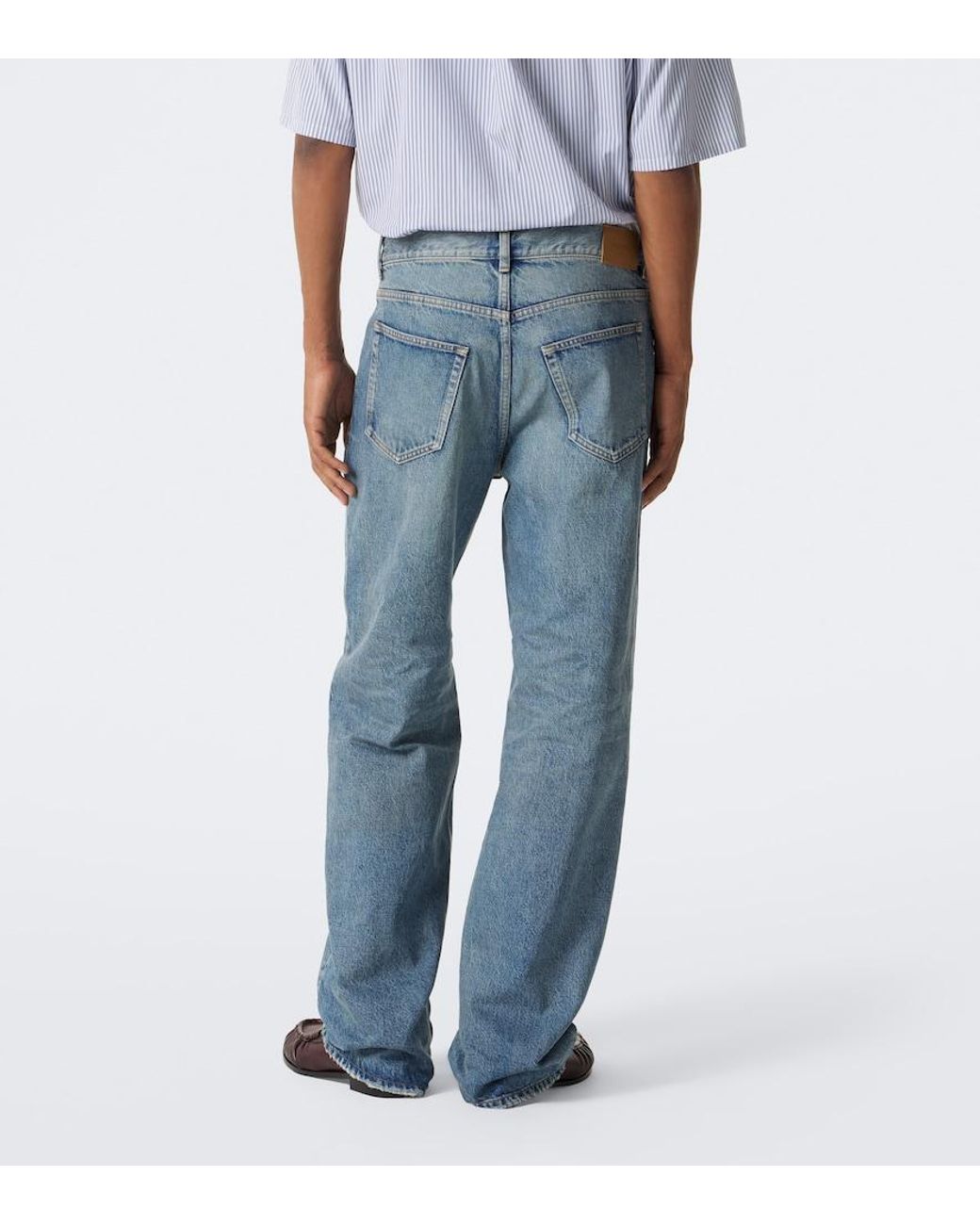 Saint Laurent Blue Faded Wide-Leg Jeans for men