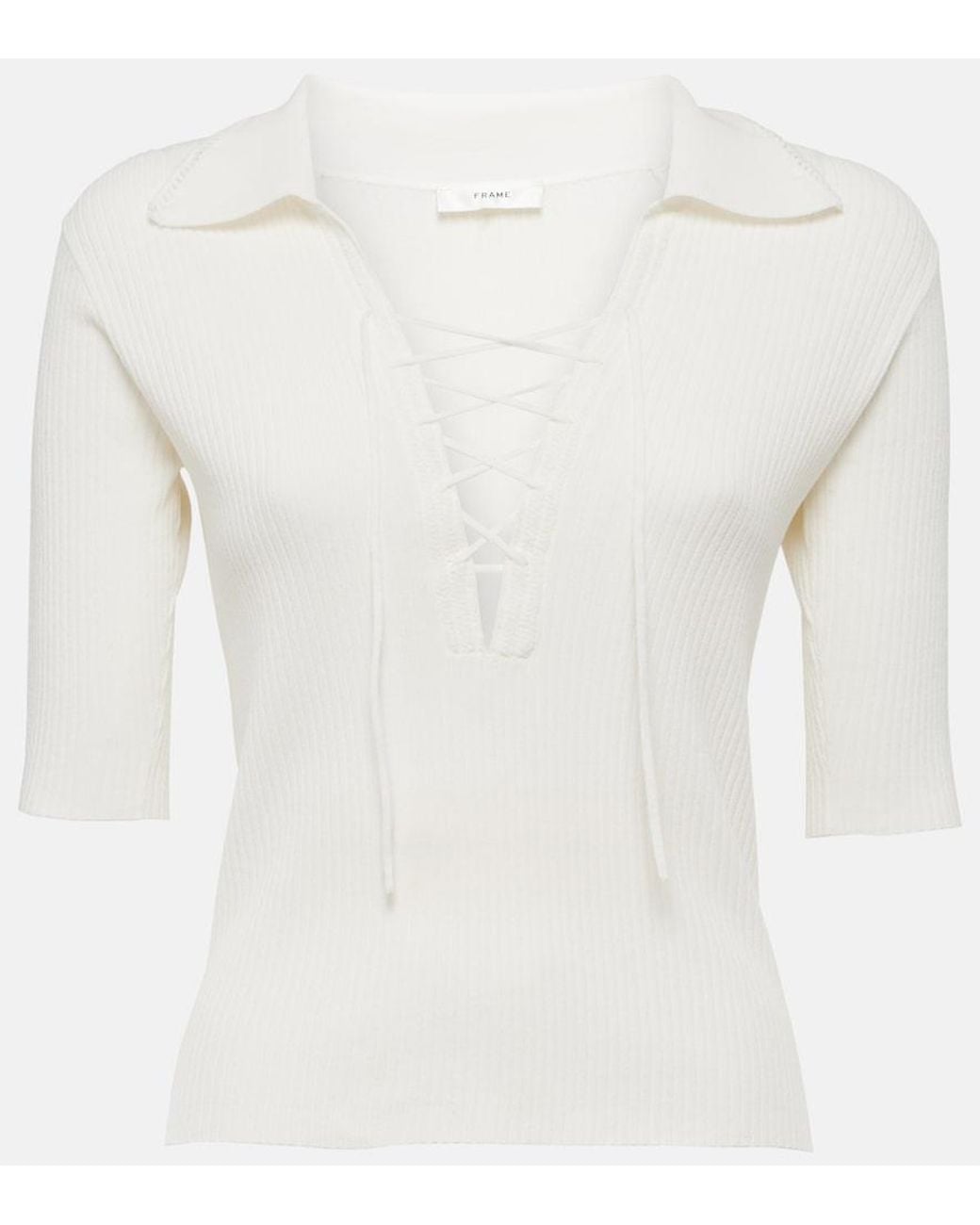 FRAME White Ribbed-Knit Sweater