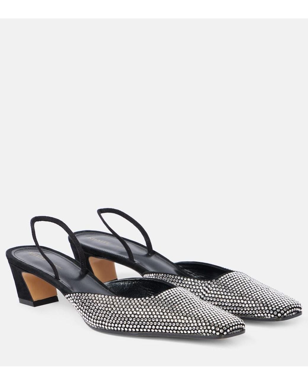 Khaite Blue Roosevelt Embellished Slingback Leather Pumps