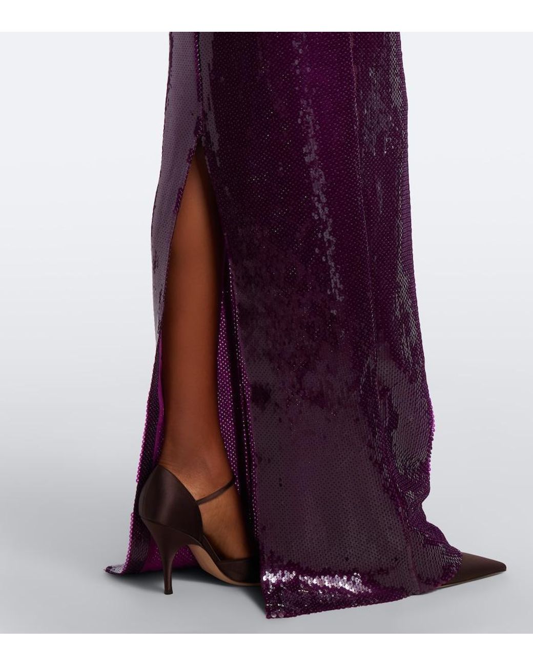 retroféte Purple Gardenia Sequined Halterneck Gown