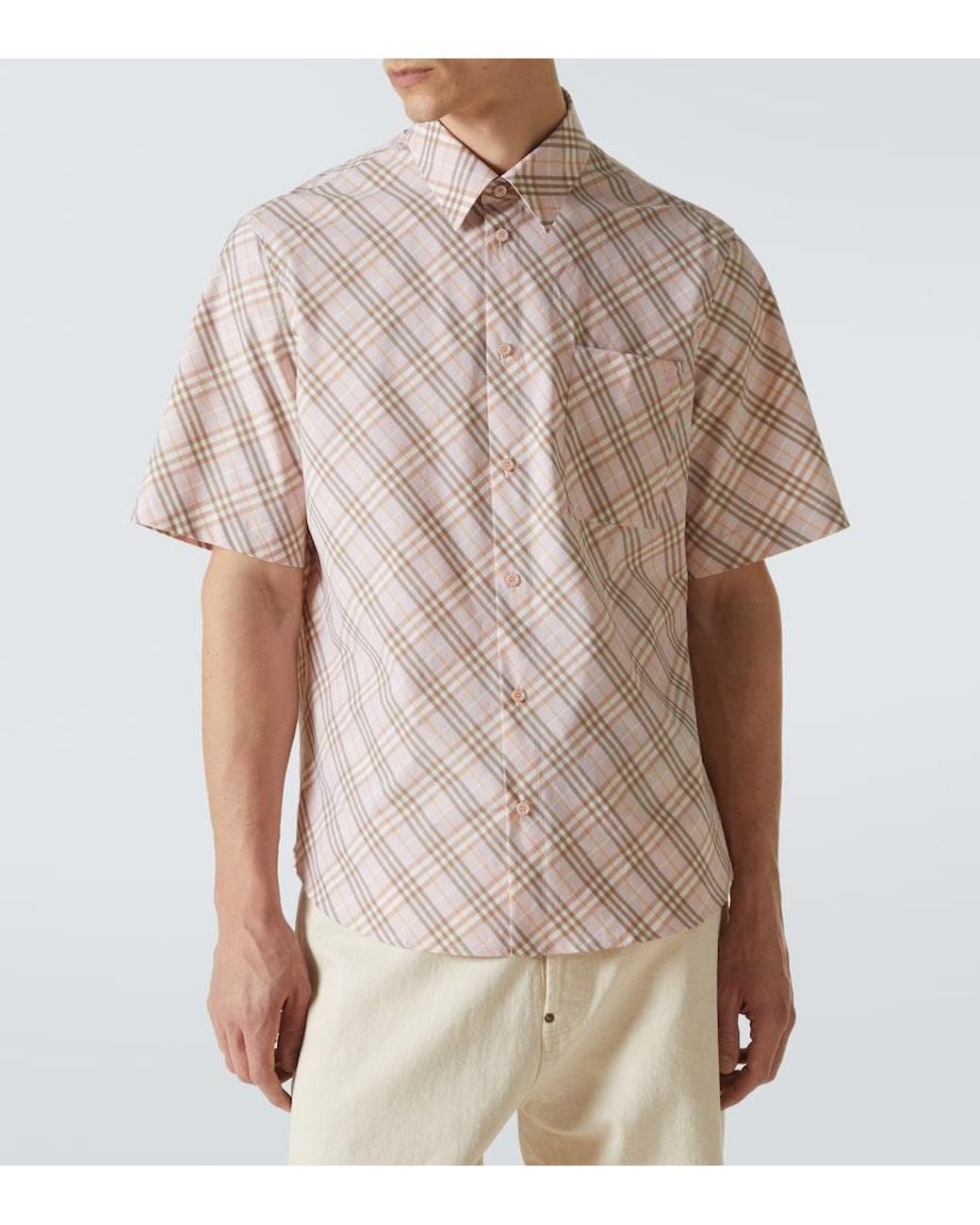 Burberry Natural Check Cotton Bowling Shirt for men