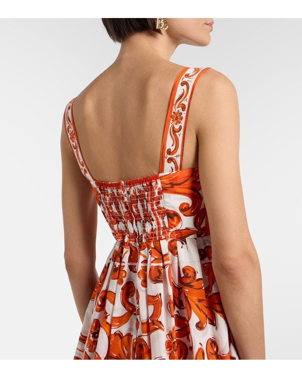 Dolce & Gabbana Red Majolica Cotton Poplin Minidress