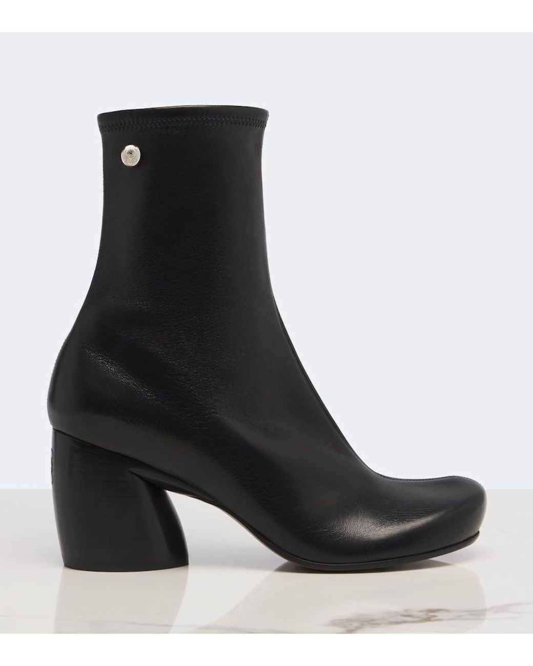 Loewe Black Oval Leather Ankle Boots