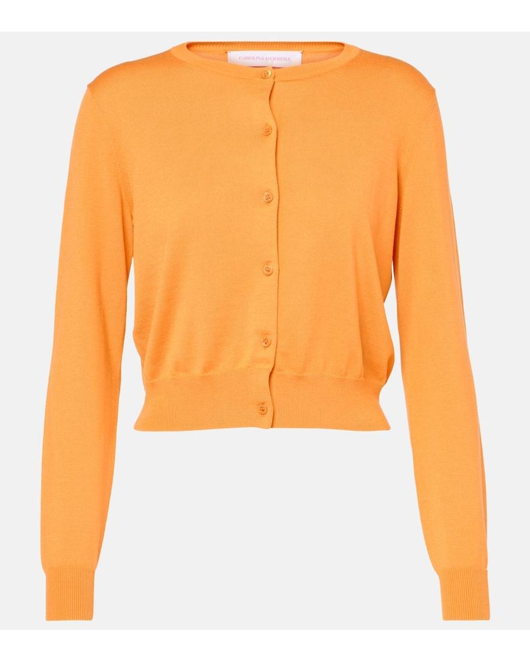 Carolina Herrera Orange Cropped Silk And Cotton Cardigan