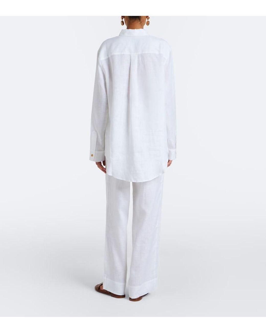 Asceno White London Linen Pajama Pants