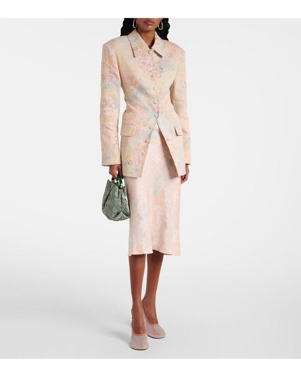 Dries Van Noten Natural Floral Linen-Blend Jacquard Blazer