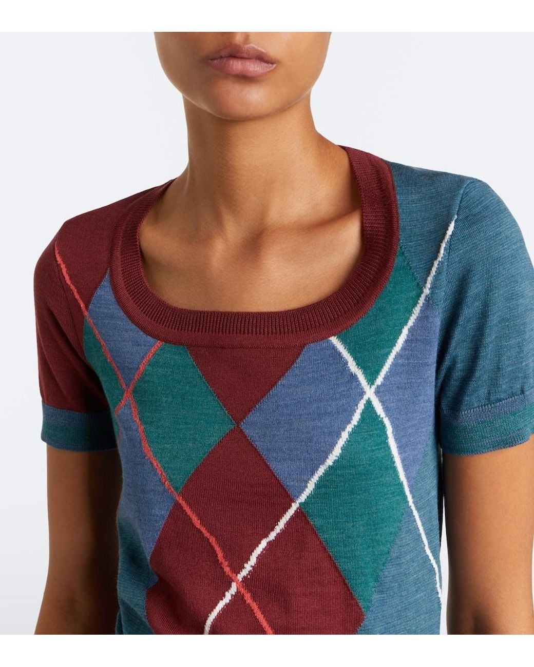 Vivienne Westwood Blue Argyle Wool And Cotton Sweater