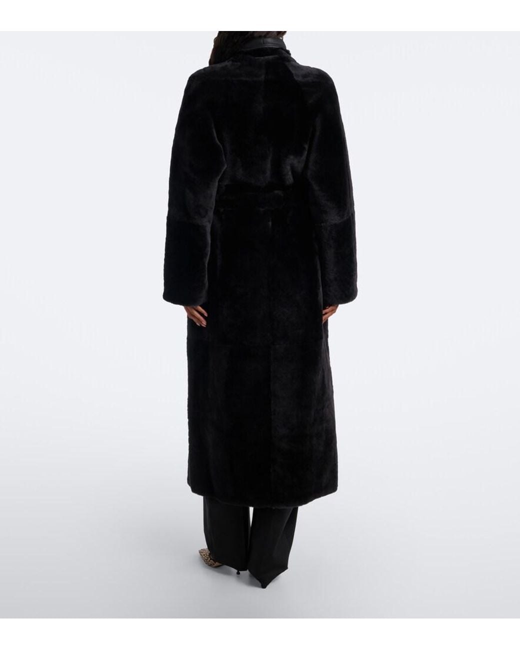 Yves Salomon Black Reversible Shearling And Leather Coat