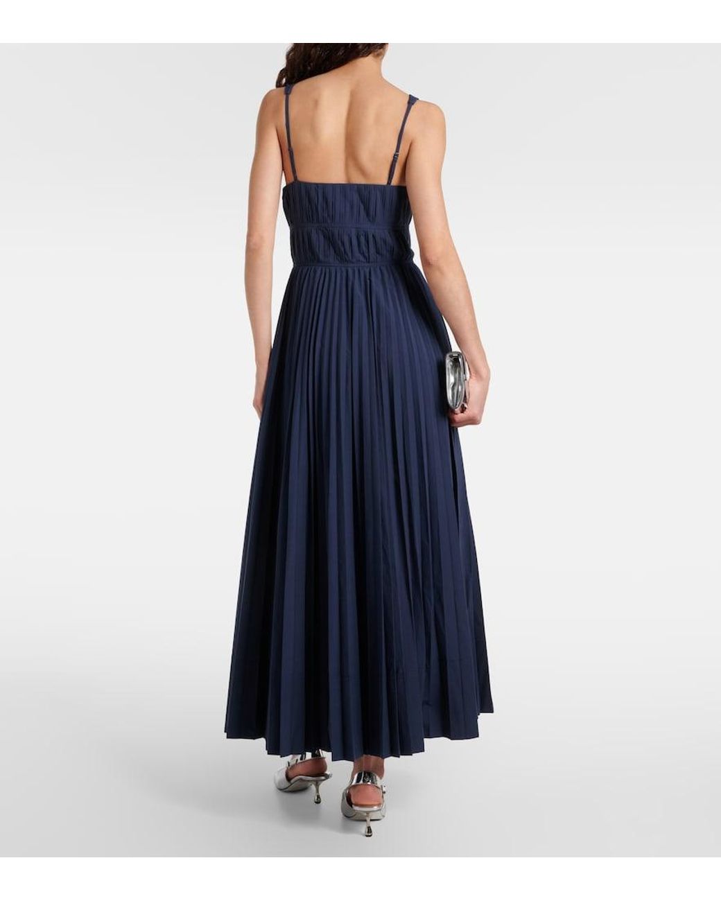 Jonathan Simkhai Blue Stephanie Plisse Cotton-Blend Gown