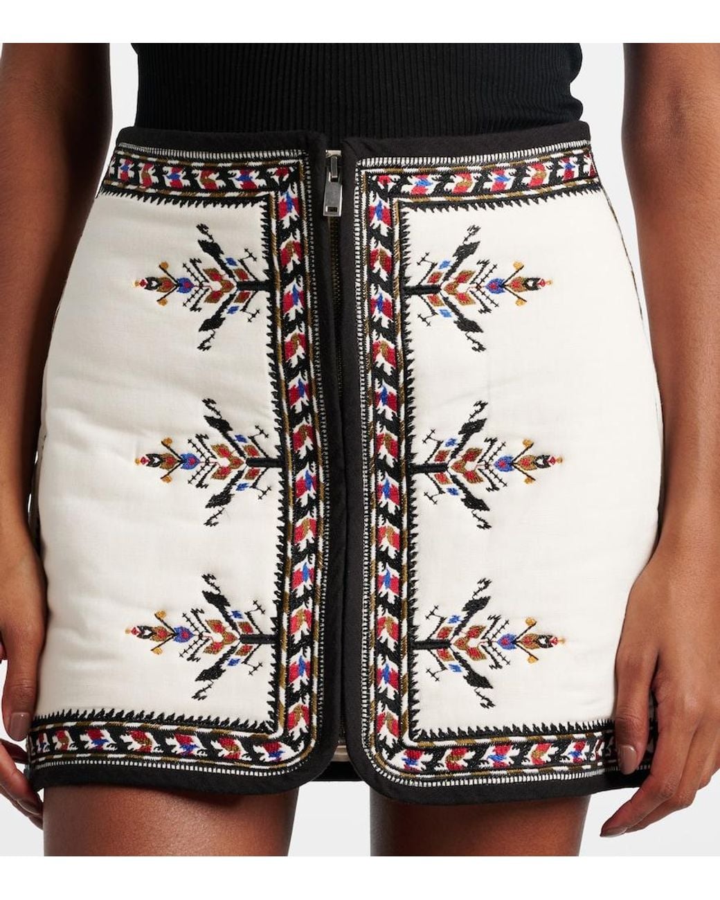 Isabel Marant Metallic Zeria Embroidered Cotton Miniskirt