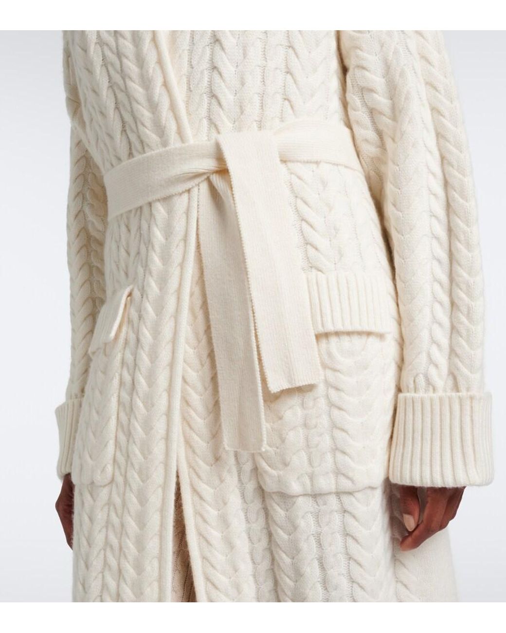 arch4 Natural Bond Street Cable-Knit Cashmere Long Cardigan
