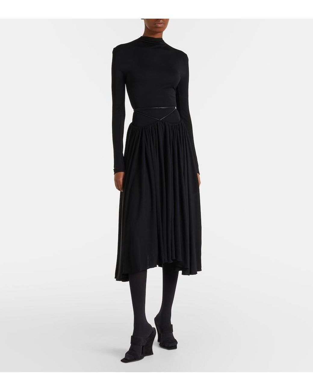 Alaïa Black Jersey Midi Dress