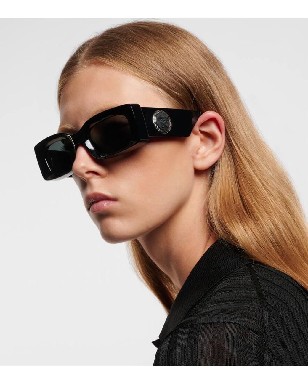 Versace Blue Rectangular Sunglasses