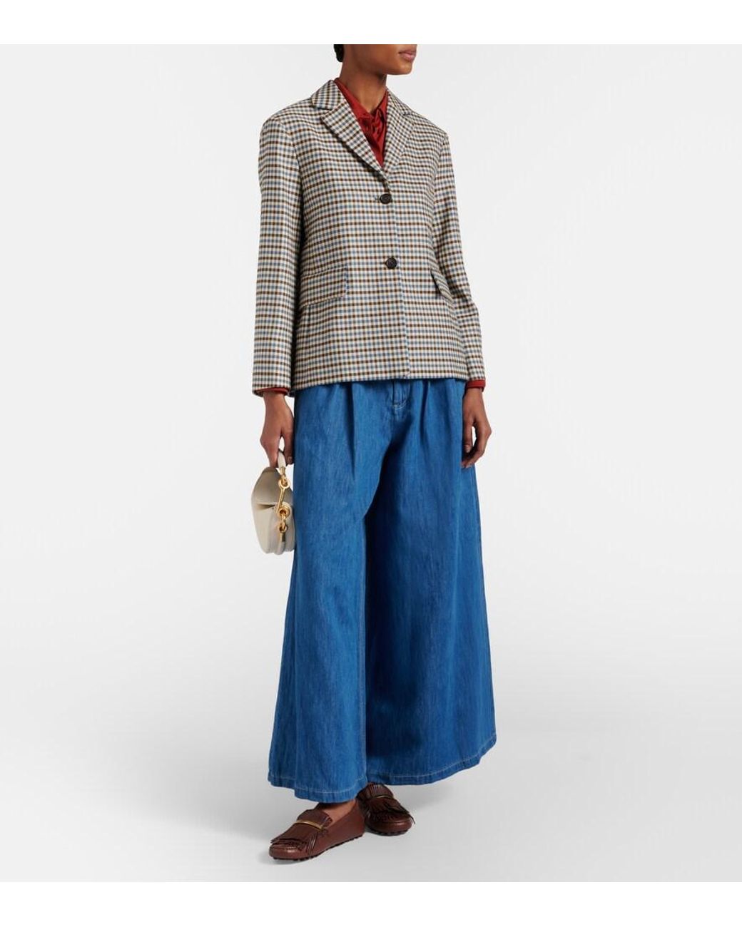 Max Mara Blue Nastro Cropped Wide-Leg Jeans