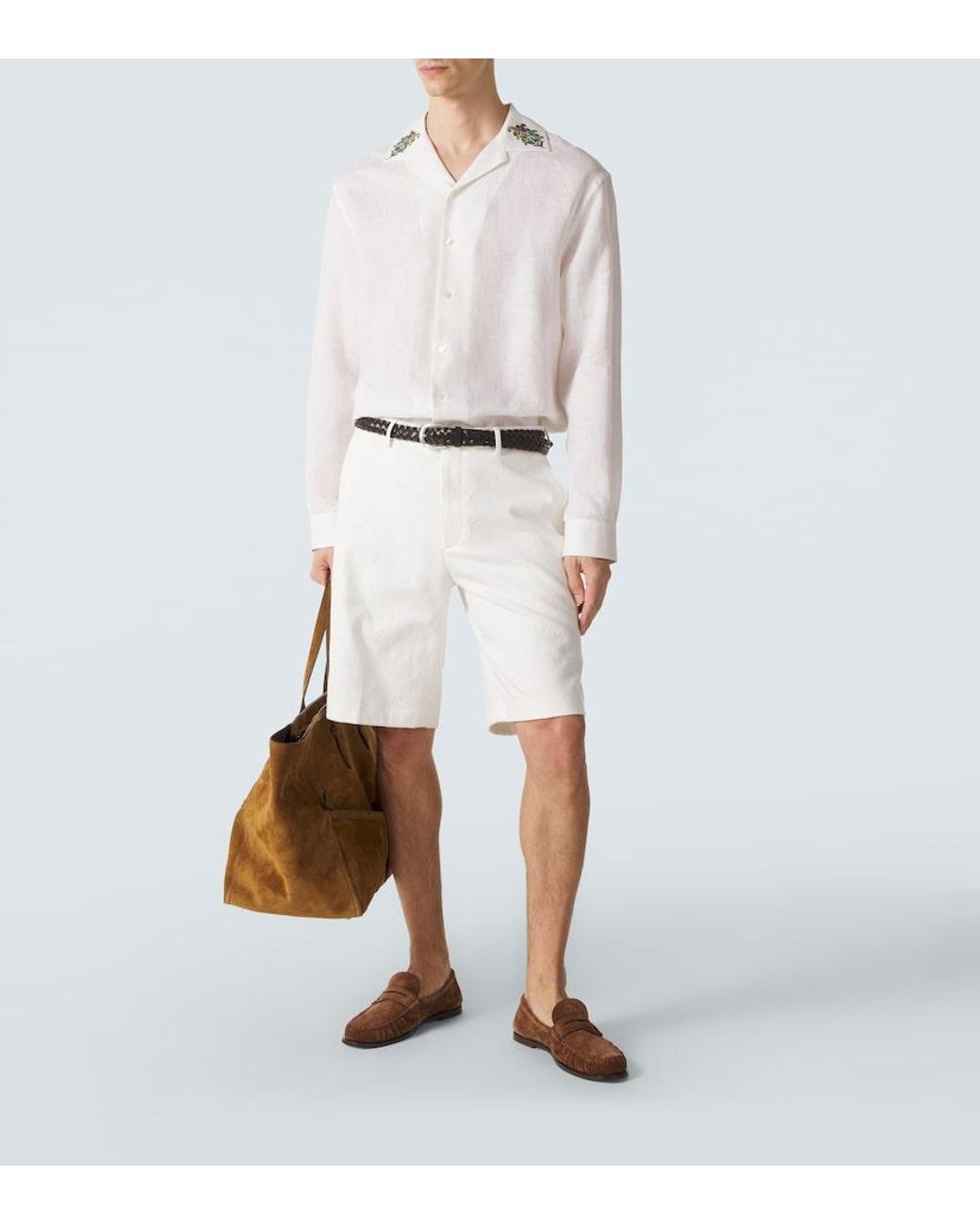 Etro White Cotton-Blend Bermuda Shorts for men