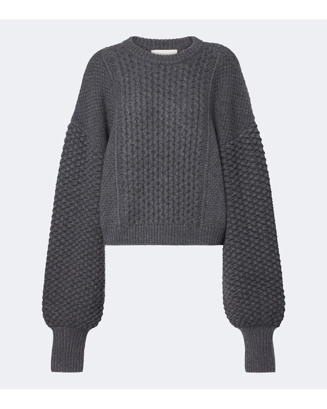 Lisa Yang Gray Clothilde Cable-Knit Cashmere Sweater