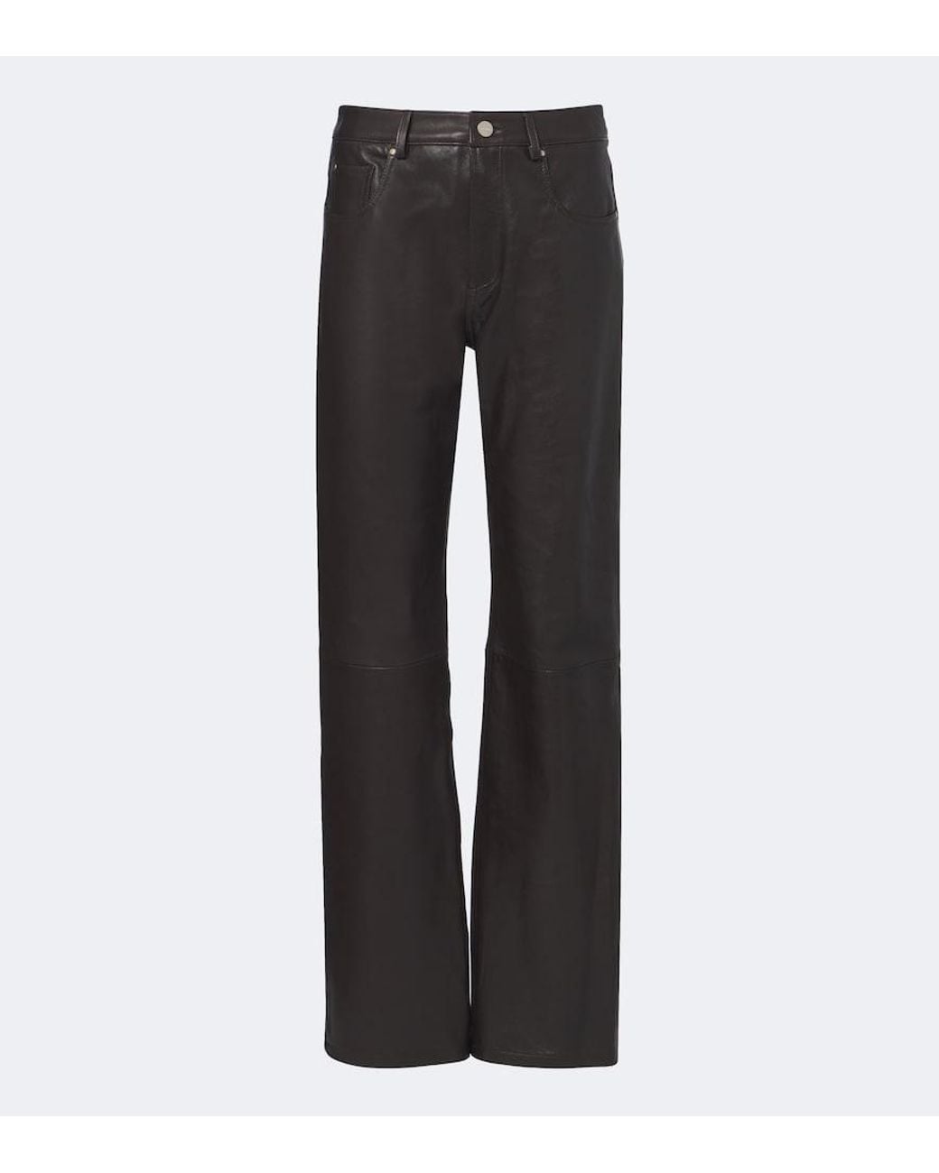 Arma Gray Jean Leather Straight Pants