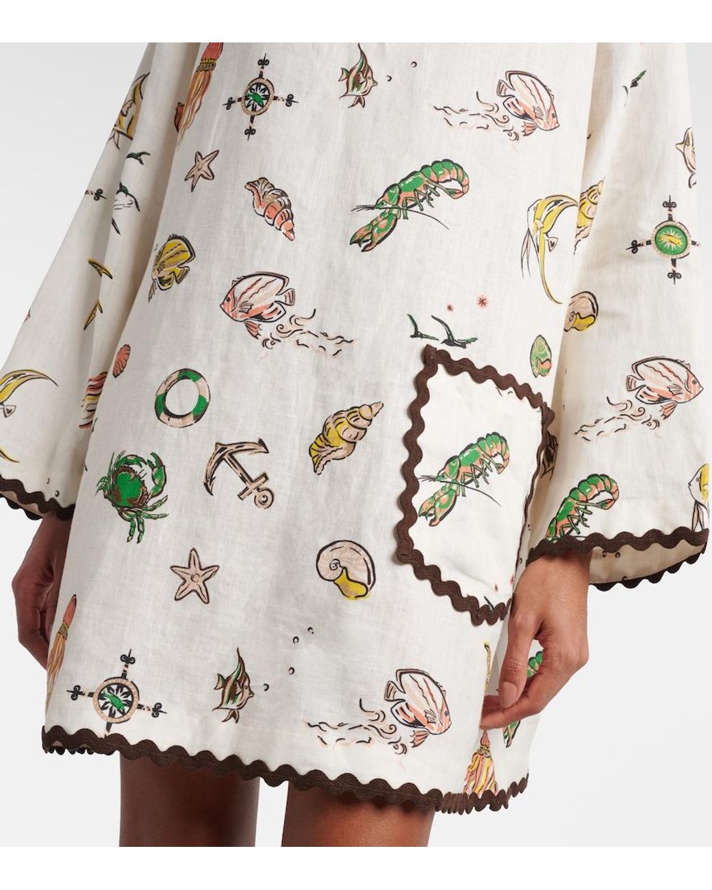 ALÉMAIS Natural Printed Linen Minidress
