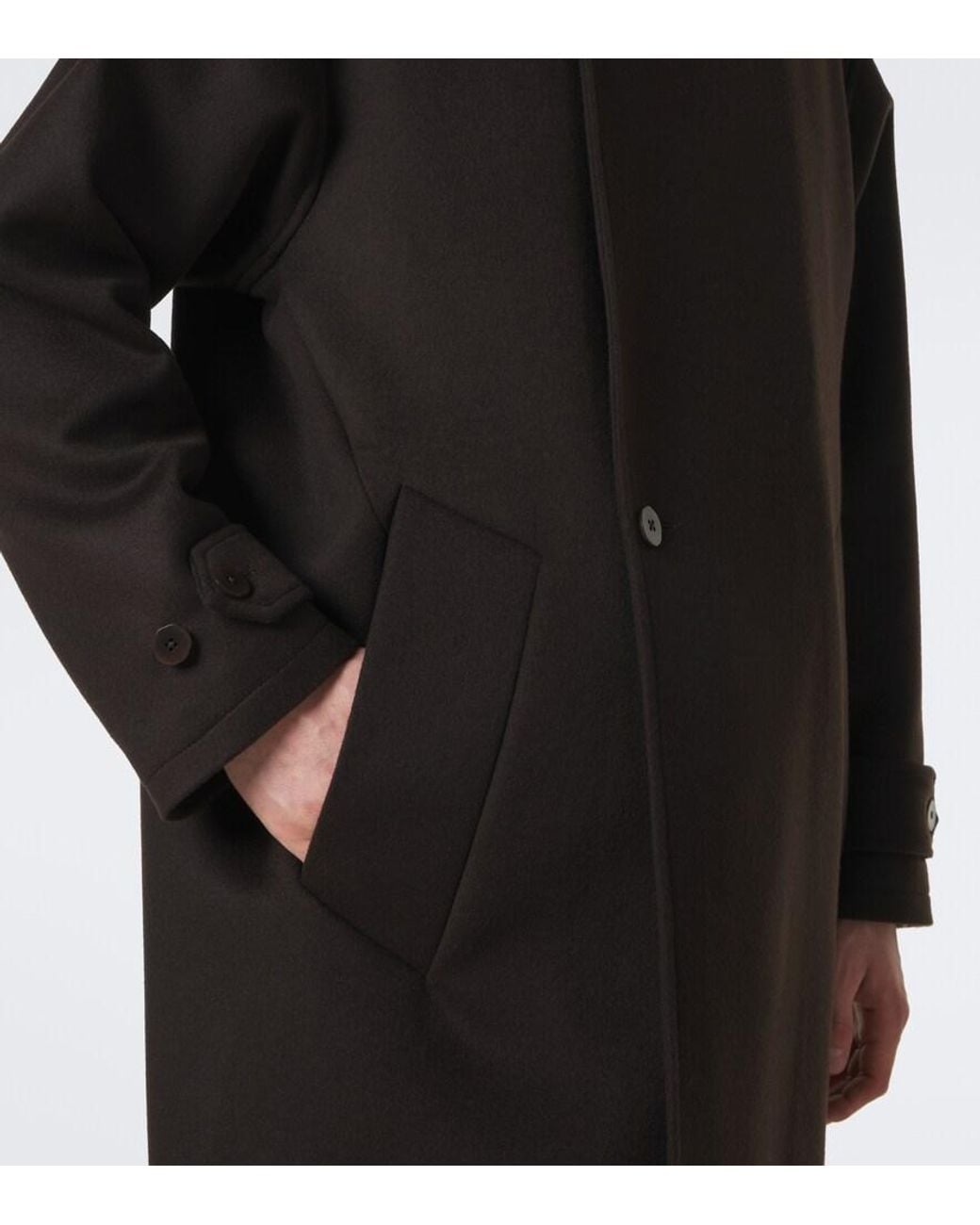 STÒFFA Black Double-Breasted Cashmere Coat for men