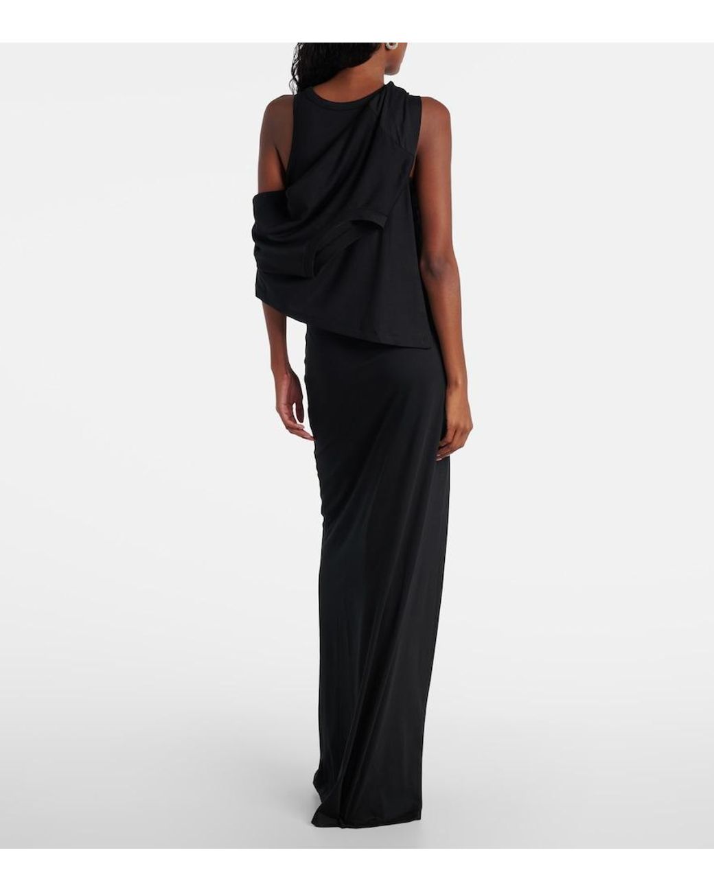 Coperni Black Layered Cotton-Blend Jersey Maxi Dress