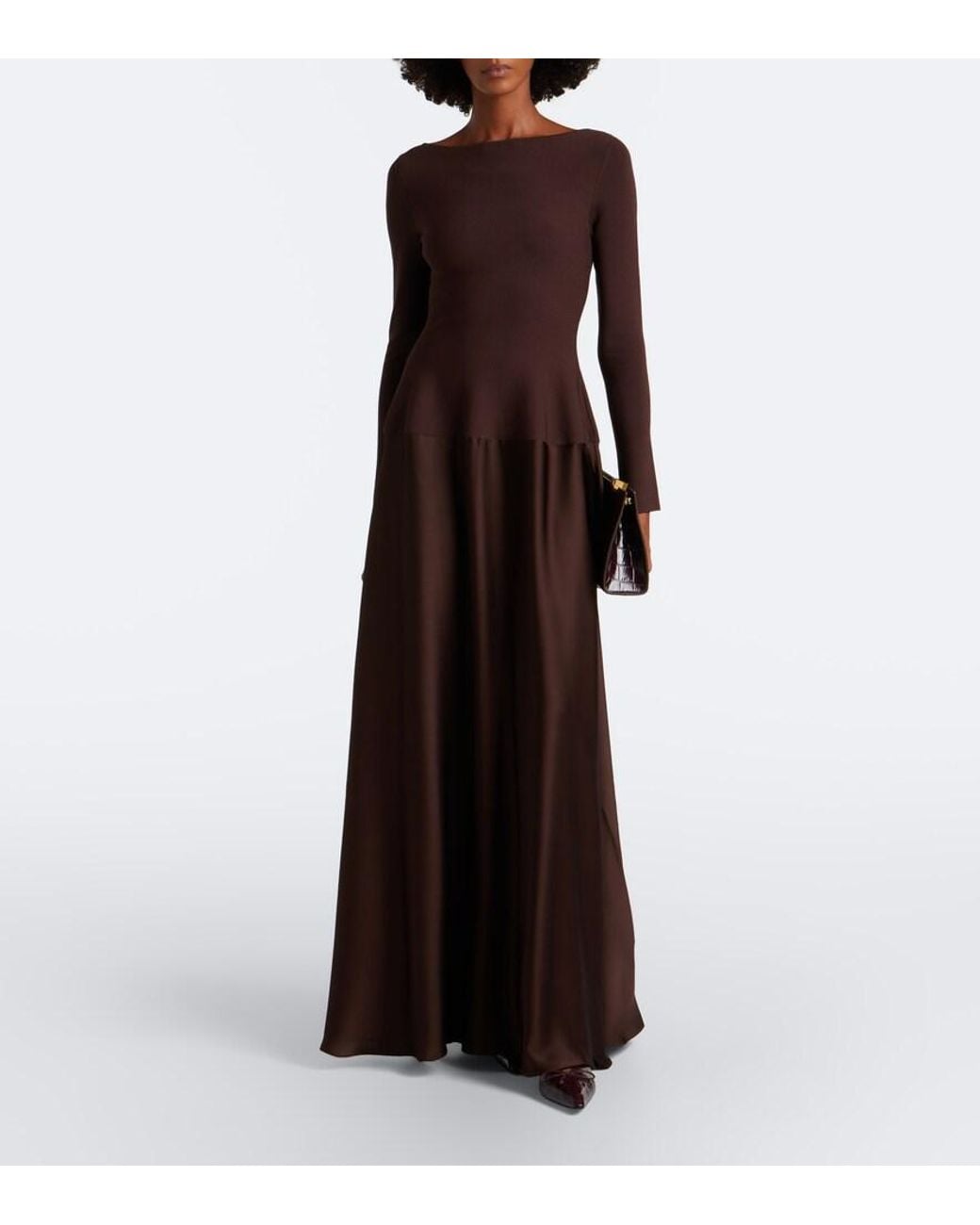 Jonathan Simkhai Brown Paola Knitted Satin Gown